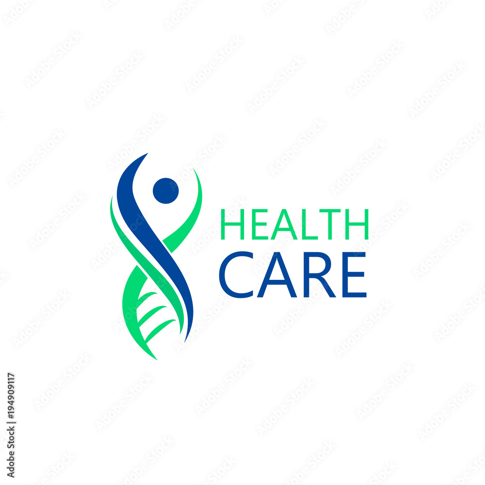 Obraz premium The sign in the form of DNA molecule. Logo for the clinic, pharmaceutical company. Logo of the family doctor, first aid. Vector Isolated on white background