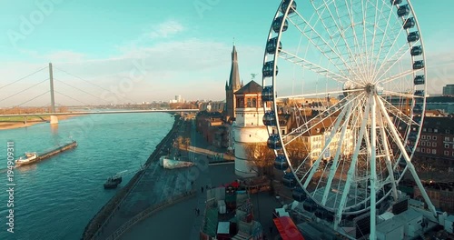 Dusseldorf cityscape with view on media harbor, Germany. Timelapse view 4K. December, 2015 photo
