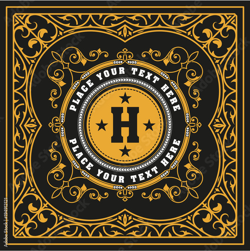 vintage logo template, Hotel, Restaurant, Business Identity set. Design with Flourishes Elegant Design Elements. Royalty. Vector Illustration