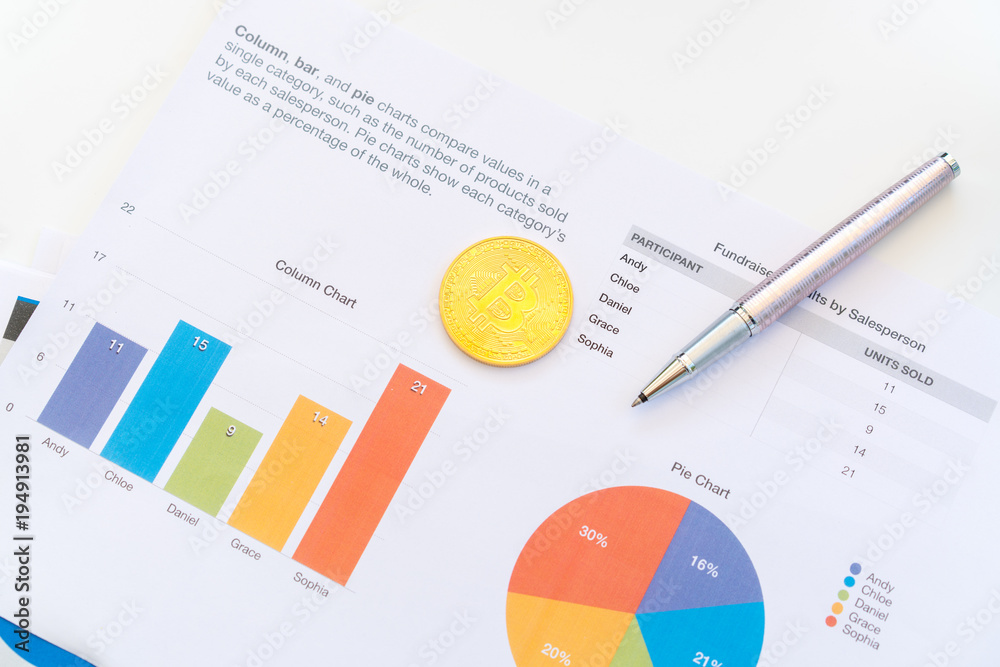 bitcoin and chart on white background bitcoin and chart on white background