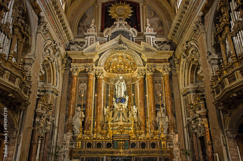 interior architecture of Gesu Nuovo Church in Naples Italy