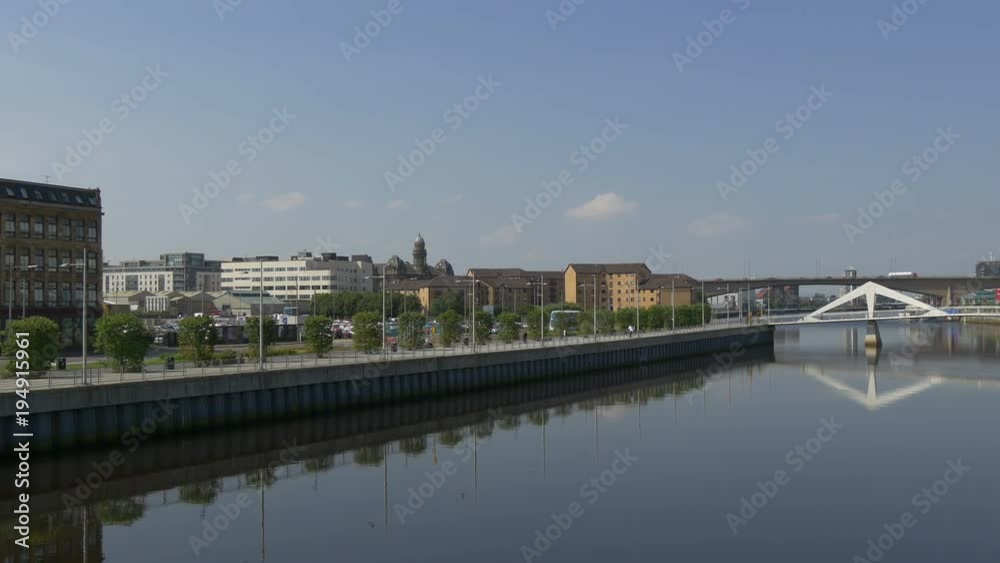 A quay and a bridge over a river A quay and a bridge over a river