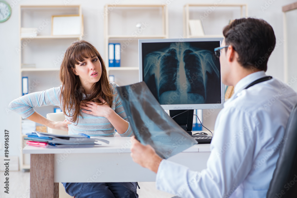 Young woman visiting radiologist for x-ray exam Young woman visiting radiologist for x-ray exam