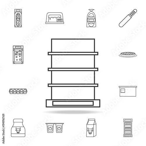 shelves for goods in the store icon. Detailed set of shops and hypermarket icons. Premium quality graphic design. One of the collection icons for websites, web design, mobile app
