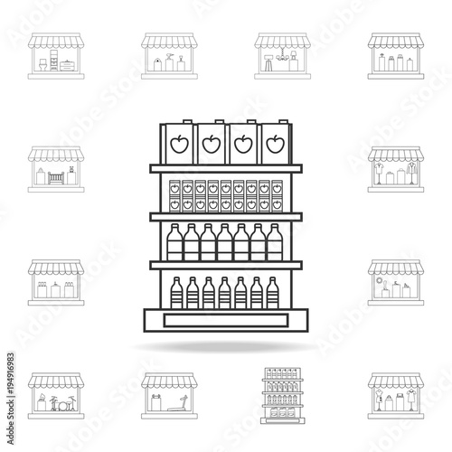 juice packaging on shelves icon. Detailed set of shops and hypermarket icons. Premium quality graphic design. One of the collection icons for websites, web design, mobile app