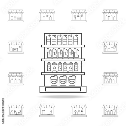 cleaning products on shelves icon. Detailed set of shops and hypermarket icons. Premium quality graphic design. One of the collection icons for websites, web design, mobile app