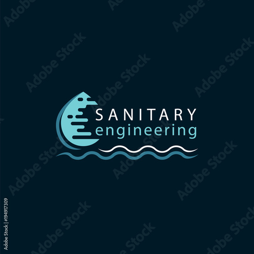A drop of water and text. Logo in modern style. Icon, symbol, sign, brand, design element for your project. Vector illustration.