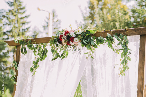 wedding arch with flowers closeup