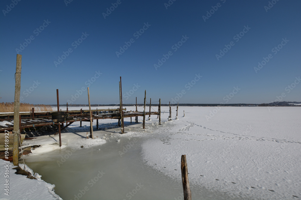 verlassener Fischerhafen im Winter, Klein Zicker, Rügen