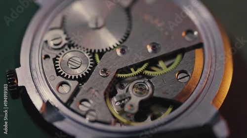 Wallpaper Mural back side of opened analog watch working macro view Torontodigital.ca