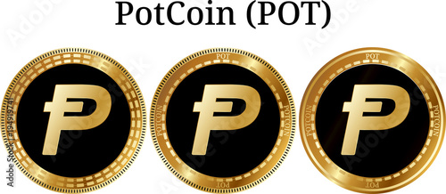 Set of physical golden coin PotCoin (POT)