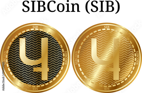 Set of physical golden coin SIBCoin (SIB) photo