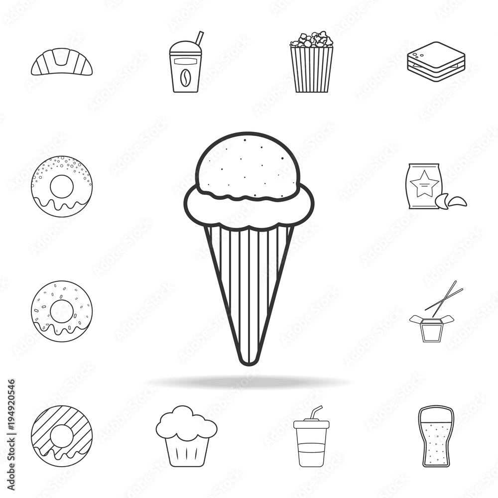 Ice cream line icon. Detailed set of fast food icons. Premium quality graphic design. One of the collection icons for websites, web design, mobile app Ice cream line icon. Detailed set of fast food icons. Premium quality graphic design. One of the collection icons for websites, web design, mobile app
