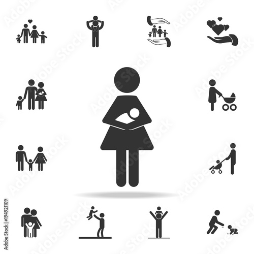 A woman with breast child in her arms icon. Detailed set of family icons. Premium quality graphic design. One of the collection icons for websites, web design, mobile appfamily