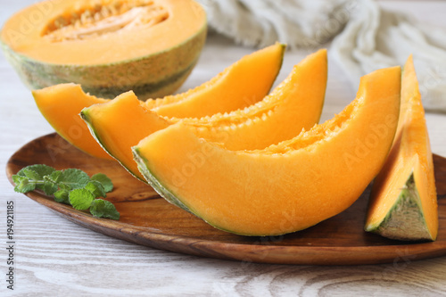Fotografie, Obraz Fresh slices of sweet melon