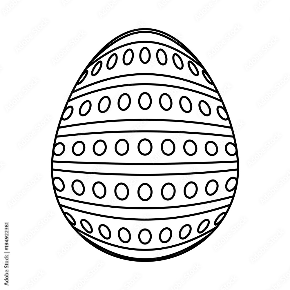  uncolored  easter egg  with lines and   dots  over white bacground  vector illustration