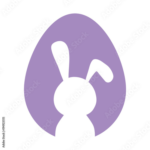 silhouette of rabbit on easter egg icon over white background colorful design vector illustration