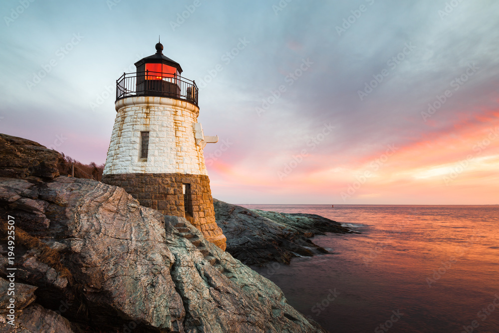 Castle Hill Lighthouse Seascape, Newport Rhode Island - obrazy, fototapety, plakaty 