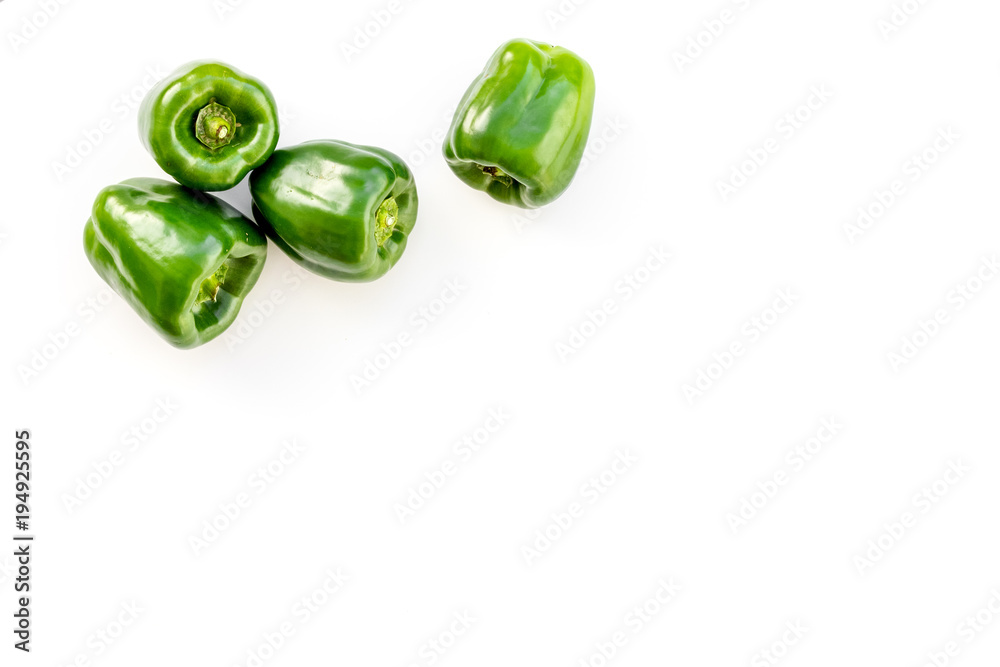 Shiny bell pepper on white background top view copy space Shiny bell pepper on white background top view copy space