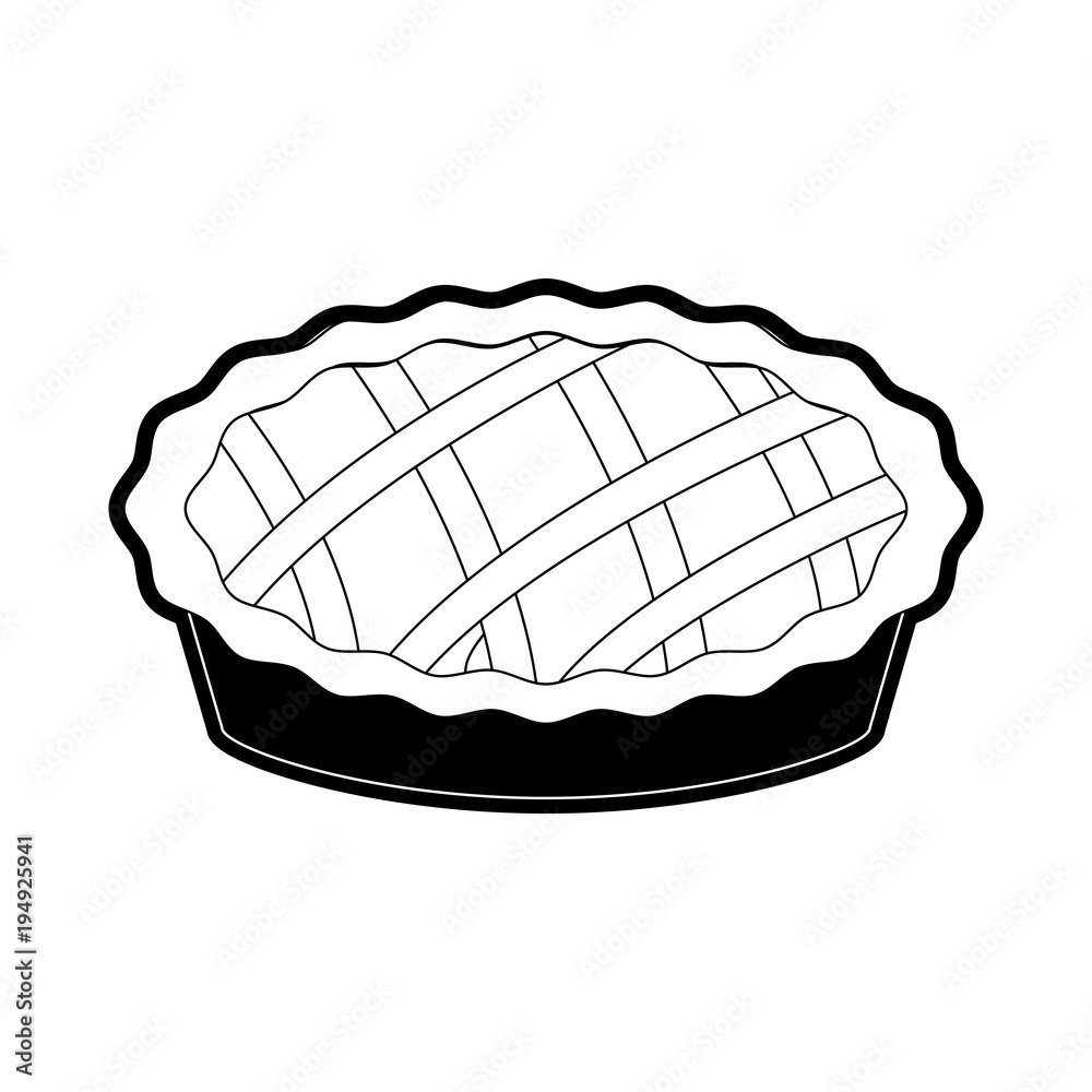flat line monochromatic cake over white background vector illustration flat line monochromatic cake over white background vector illustration