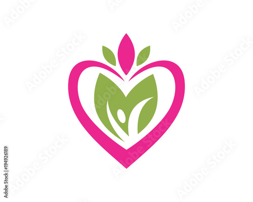 love heart ornament leaves image vector icon