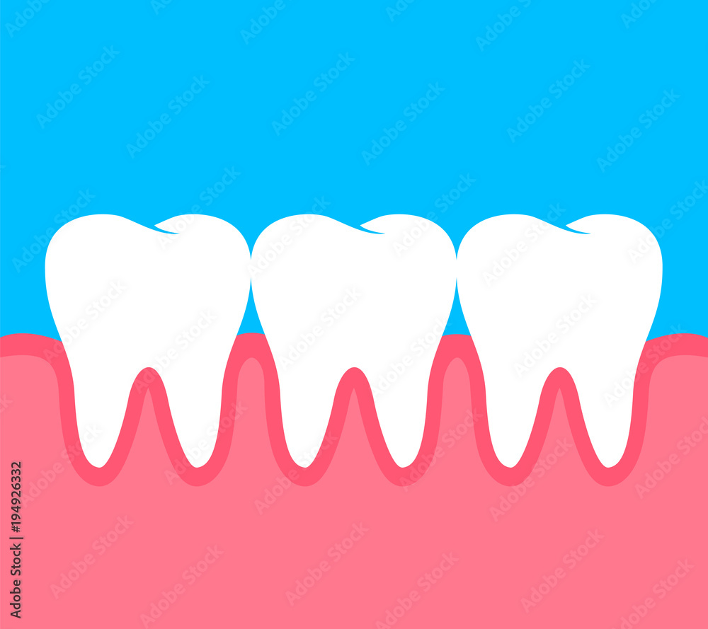 Teeth with human gum, flat style. Dental care concept, illustration. Teeth with human gum, flat style. Dental care concept, illustration.