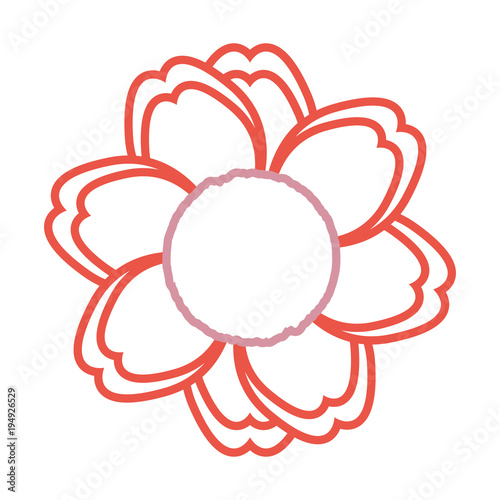 flat line colored flower over white background vector illustration