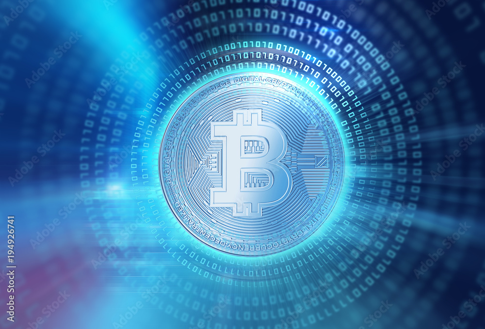 3d rendering of Bitcoin on financial graph background 3d rendering of Bitcoin on financial graph background