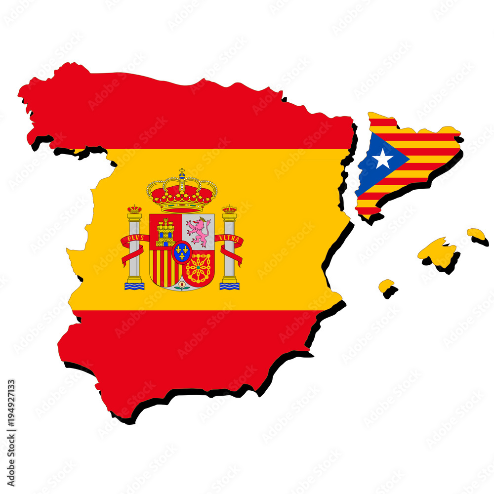 Fototapeta premium スペインとカタルーニャ地図と国旗