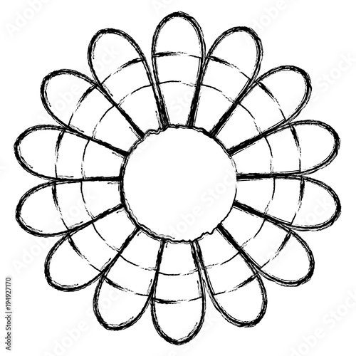 flat line uncolored flower over white background vector illustration
