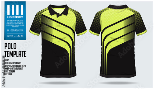 Polo t shirt sport design template for soccer jersey, football kit or sport club. Sport uniform in front view and back view. T-shirt mock up for sport club. Vector Illustration.