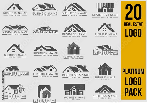 Luxury Real Estate Logo Set, Creative House Logo Collection, Abstract Buildings Logo Set. Vector Illustrator Eps.10