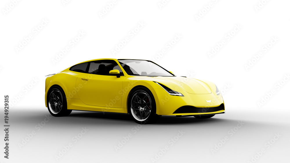 yellow sports car isolated on white background