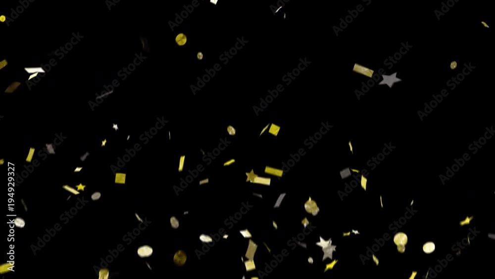 Fun confetti with alpha channel. Transparency included so can be put over the top of backgrounds. Stars, ticker tape, and circles. Shiny gold confetti falls and clears frame. See portfolio for more Fun confetti with alpha channel. Transparency included so can be put over the top of backgrounds. Stars, ticker tape, and circles. Shiny gold confetti falls and clears frame. See portfolio for more