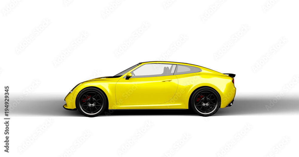 yellow sports car isolated on white background