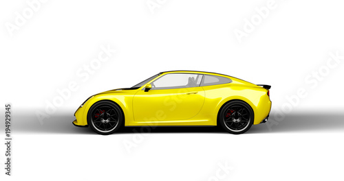 yellow sports car isolated on white background