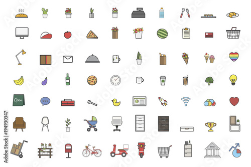 Fotografie Illustration of daily stuff set