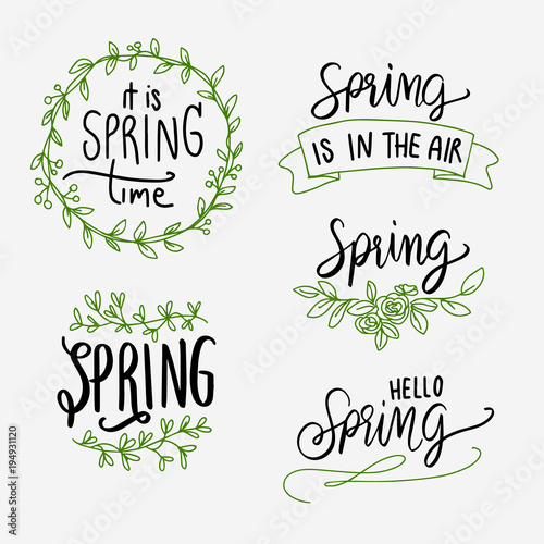 spring lettering green and black set