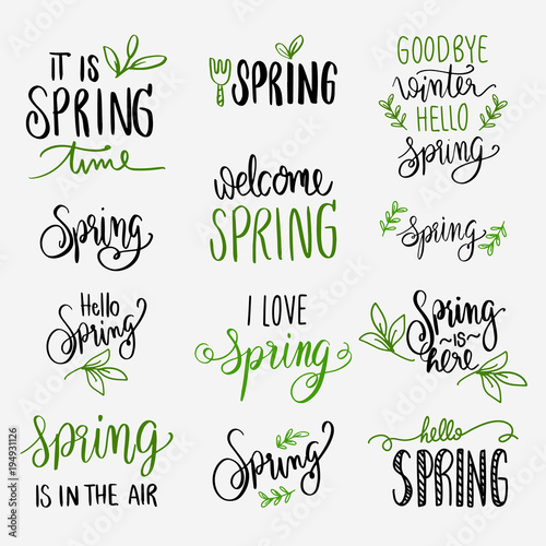 spring lettering green and black set