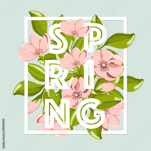 Spring sale background with...