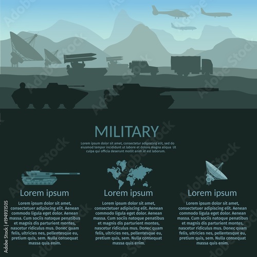 Military army with attack victim force infographic