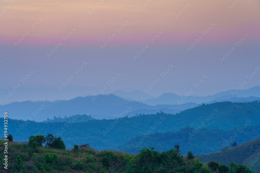 Mountain view with foggy environment Mountain view with foggy environment