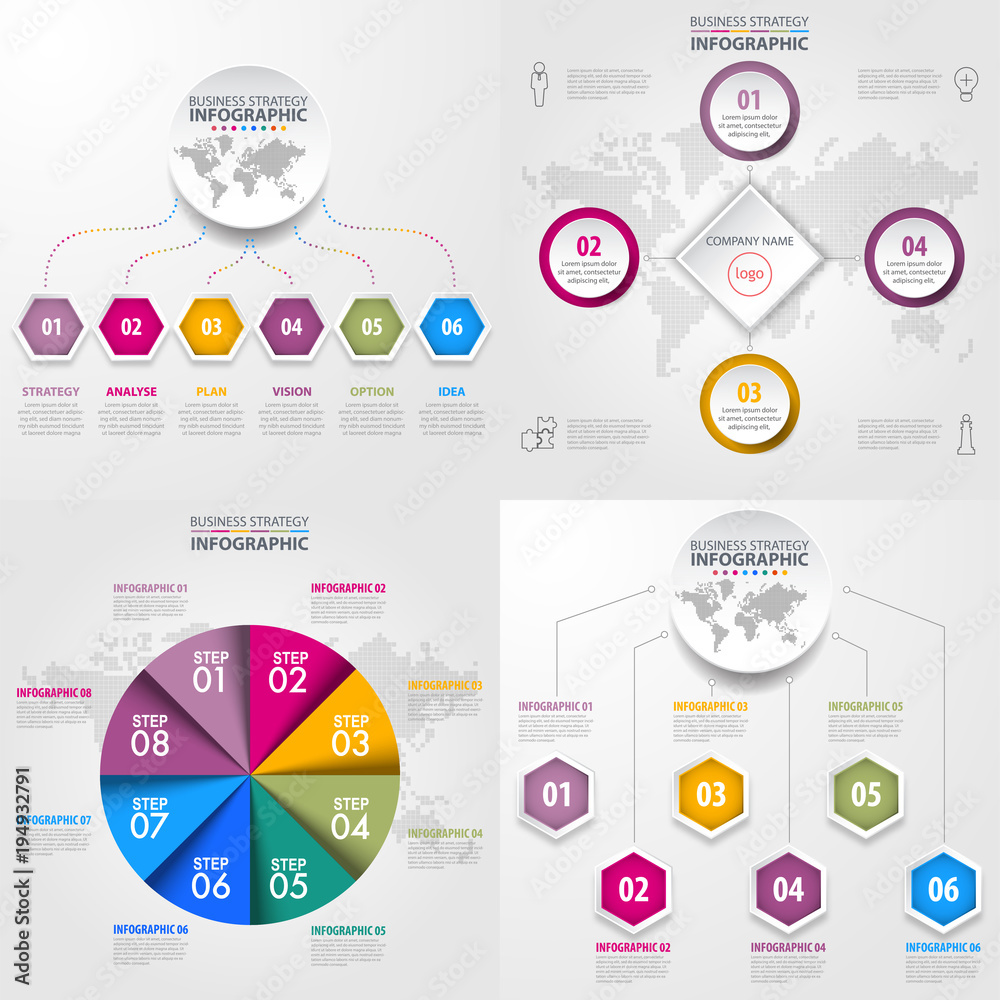 Set of Business Infographics design template illustration