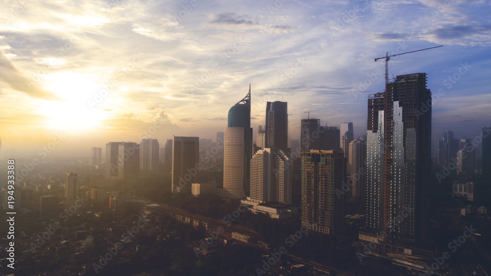 Beautiful Jakarta cityscape at sunrise