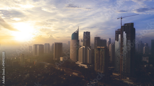 Beautiful Jakarta cityscape at sunrise