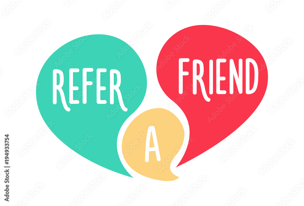 Doodle speech bubbles with Refer a Friend message. Vector hand drawn icon design Doodle speech bubbles with Refer a Friend message. Vector hand drawn icon design