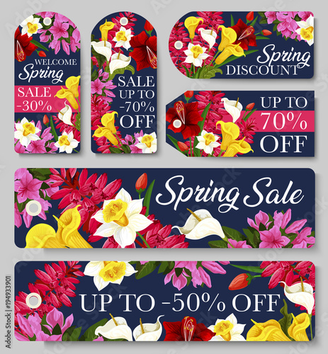 Sale tag and label of Spring season discount offer