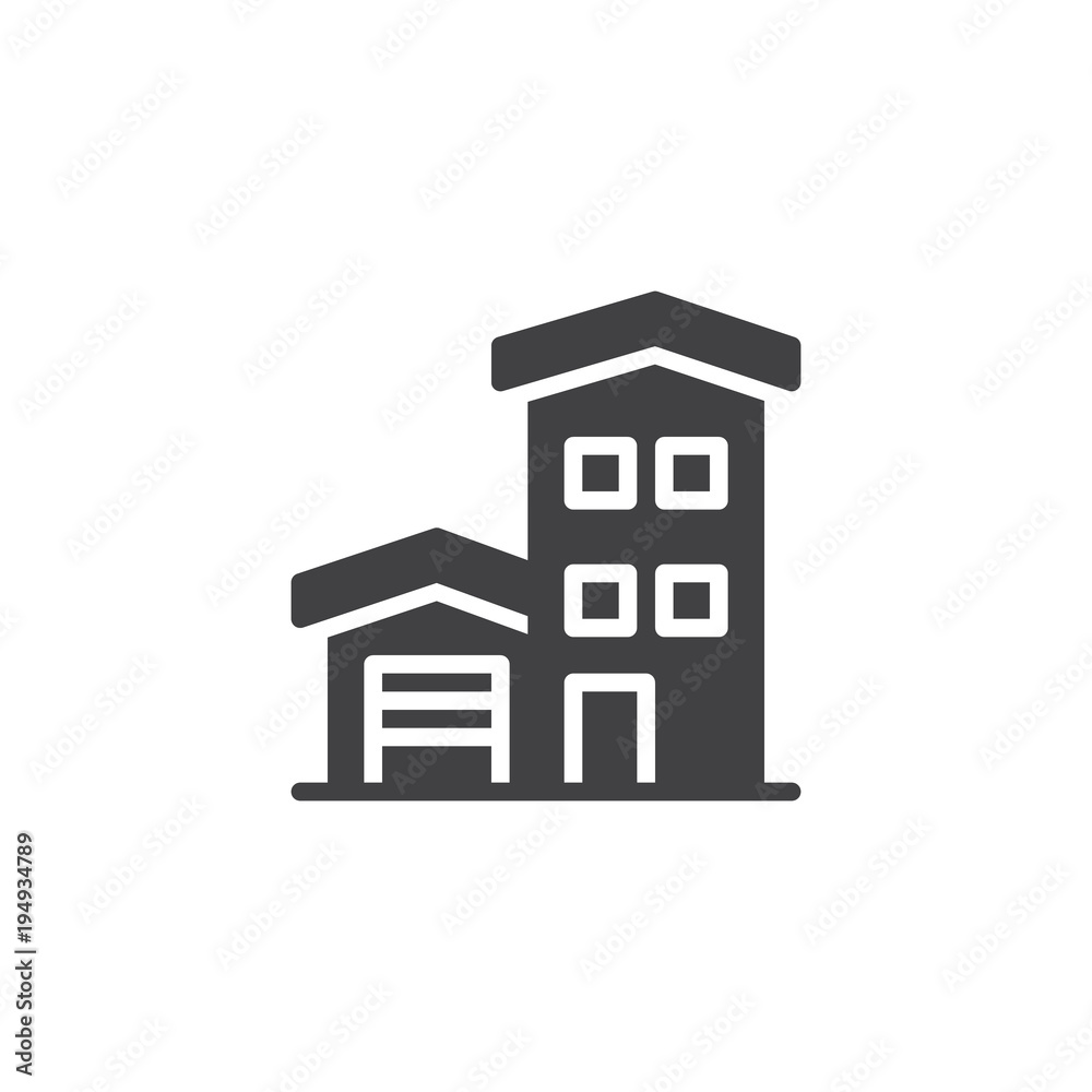 House with garage vector icon. filled flat sign for mobile concept and web design. Home simple solid icon. Symbol, logo illustration. Pixel perfect vector graphics