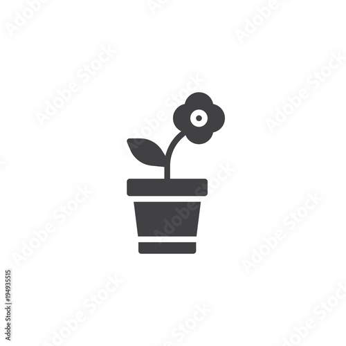Flower in pot vector icon. filled flat sign for mobile concept and web design. Home plant simple solid icon. Symbol, logo illustration. Pixel perfect vector graphics