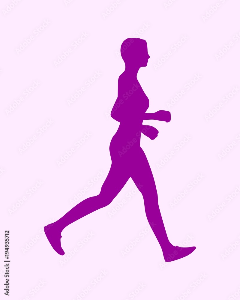 Running woman. Side view silhouette. Sport and recreation
